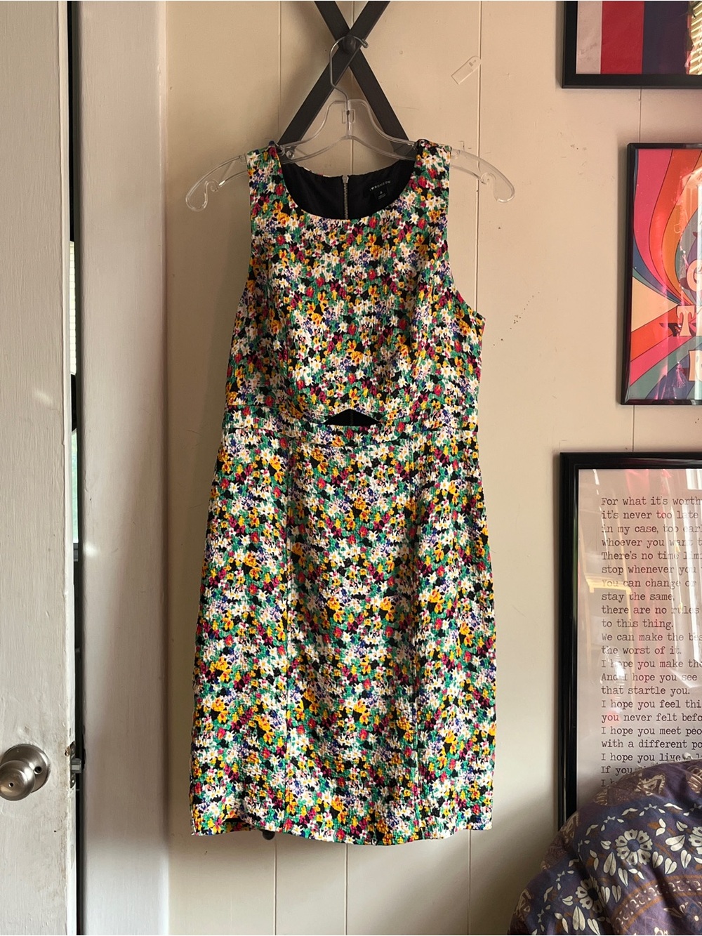 Floral Multicolor Sleeveless Cutout Dress